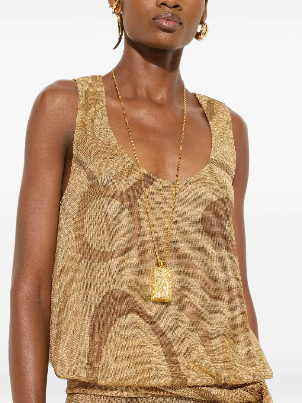 PUCCI Marmo-print voile gold top Goud