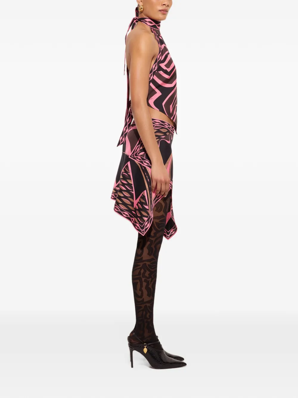 PUCCI Labirinto print silk scarf top Zwart