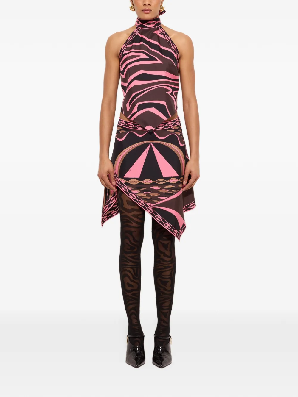 PUCCI Labirinto print silk scarf top Zwart