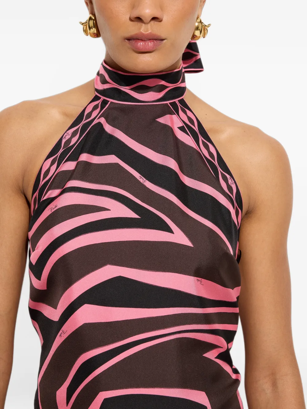PUCCI Labirinto print silk scarf top Zwart