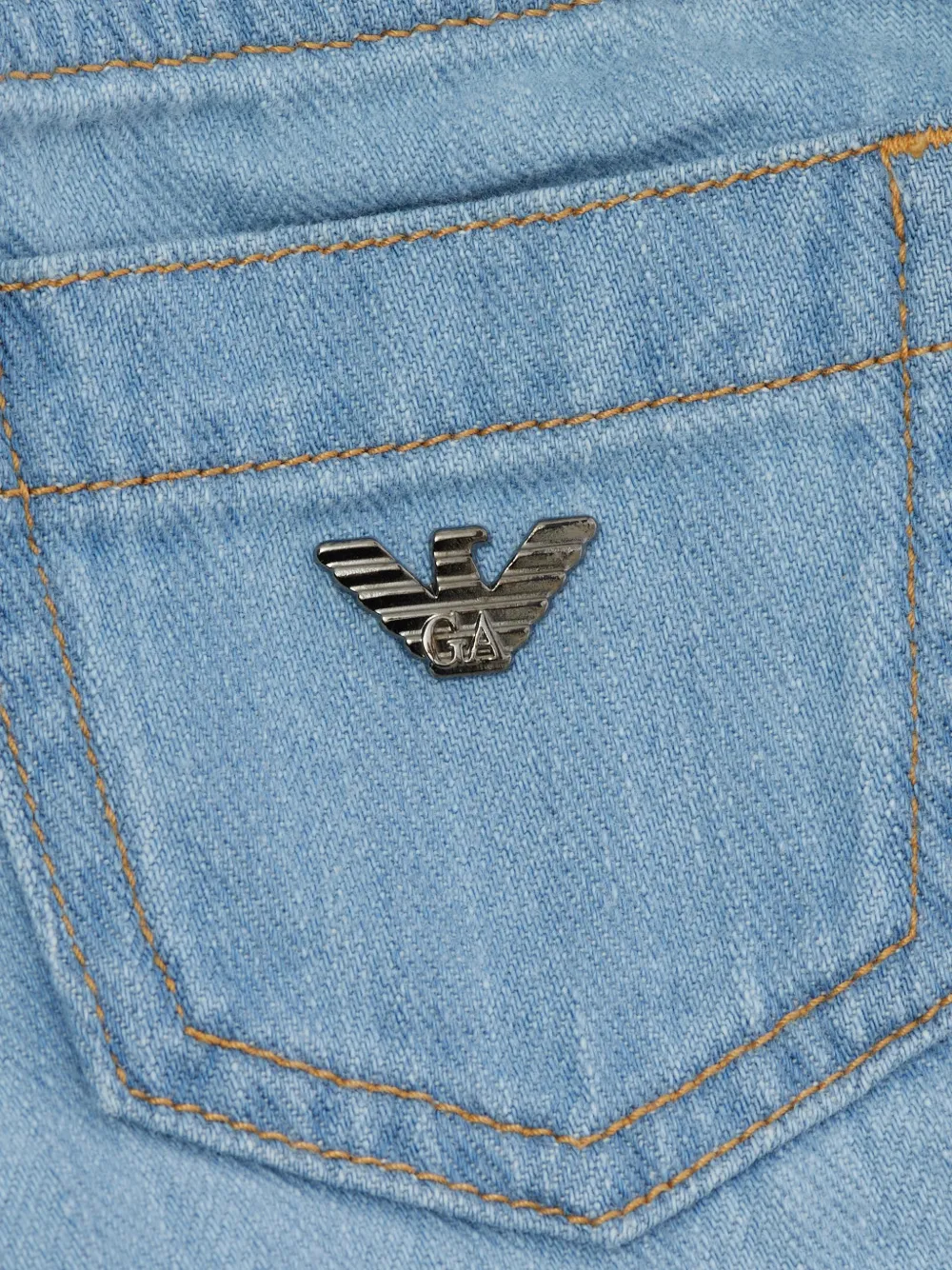 Emporio Armani Kids logo-plaque jeans Blauw