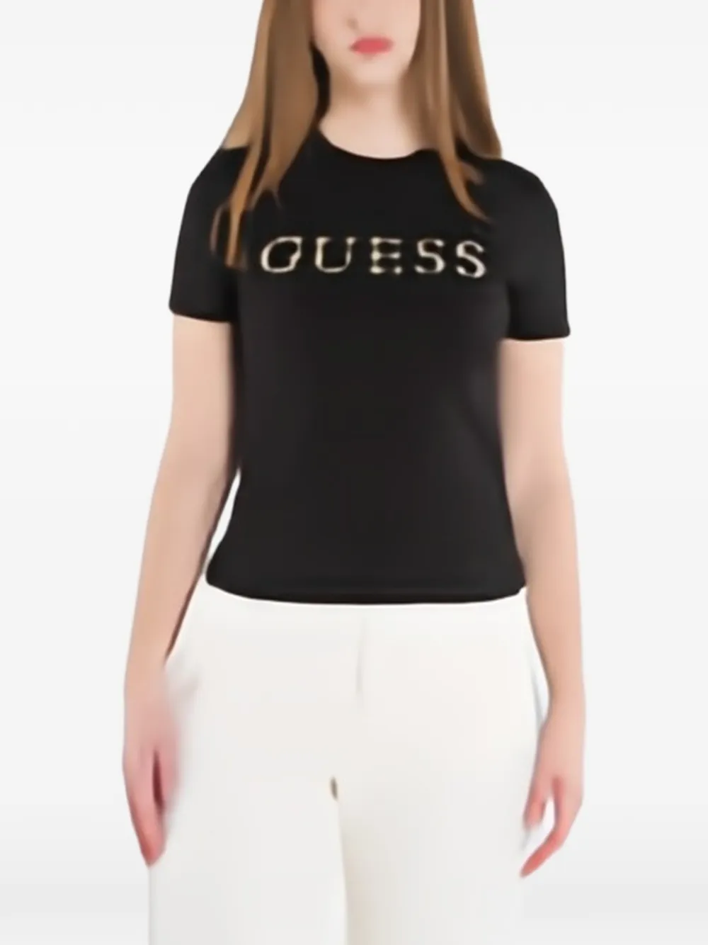 GUESS USA eco black octavia rhinestone active T-shirt - Nero