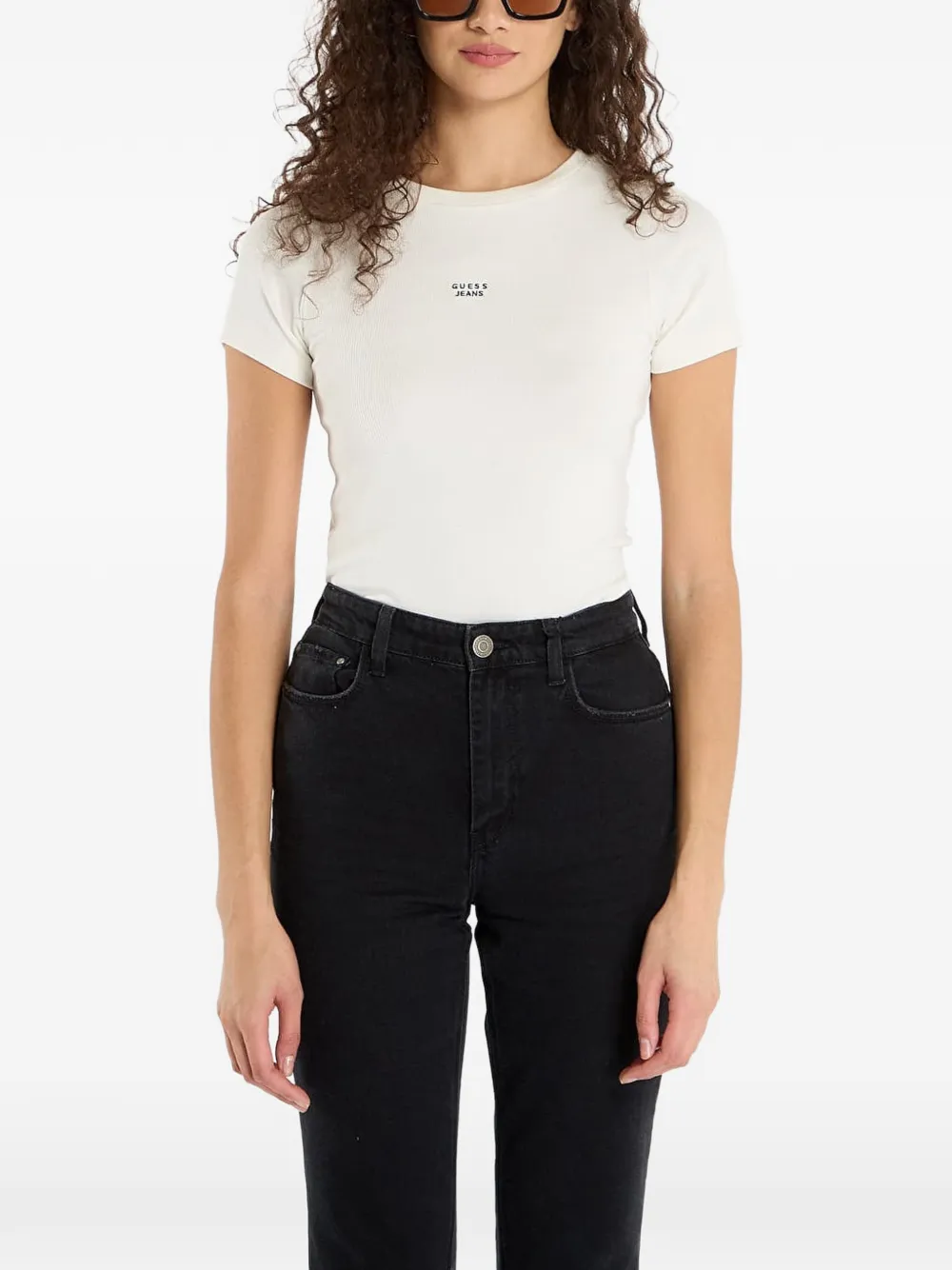 GUESS JEANS T-shirt met geborduurd logo Wit
