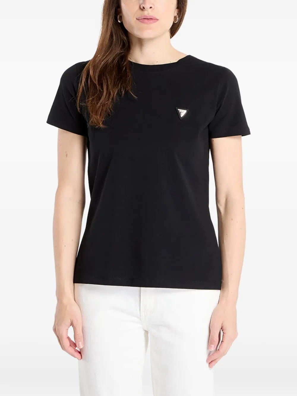 GUESS USA logo-plaque T-shirt Zwart