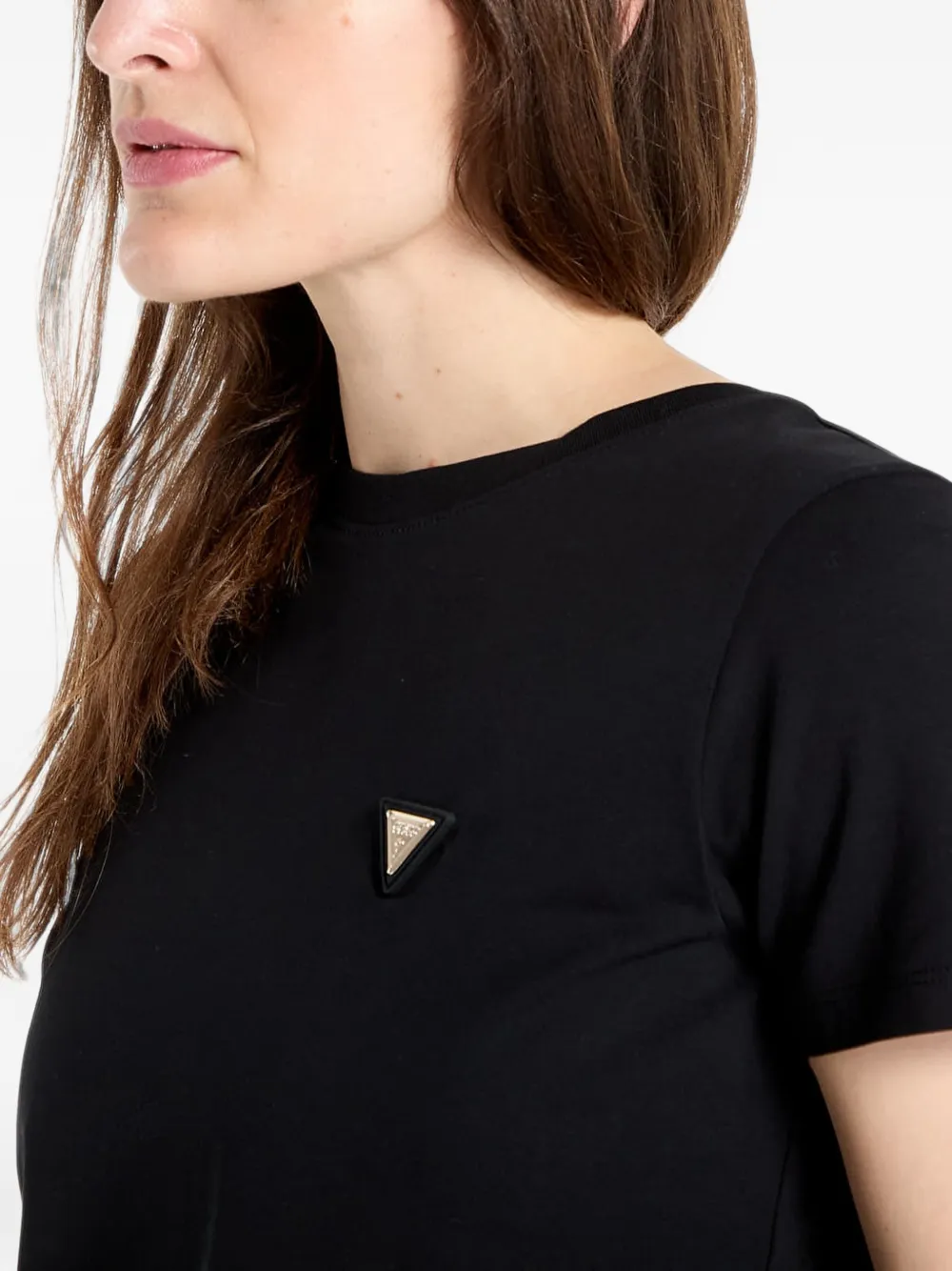 GUESS USA logo-plaque T-shirt Zwart