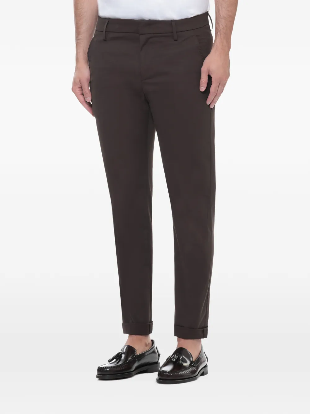 DONDUP logo-plaque turn-up trousers Bruin