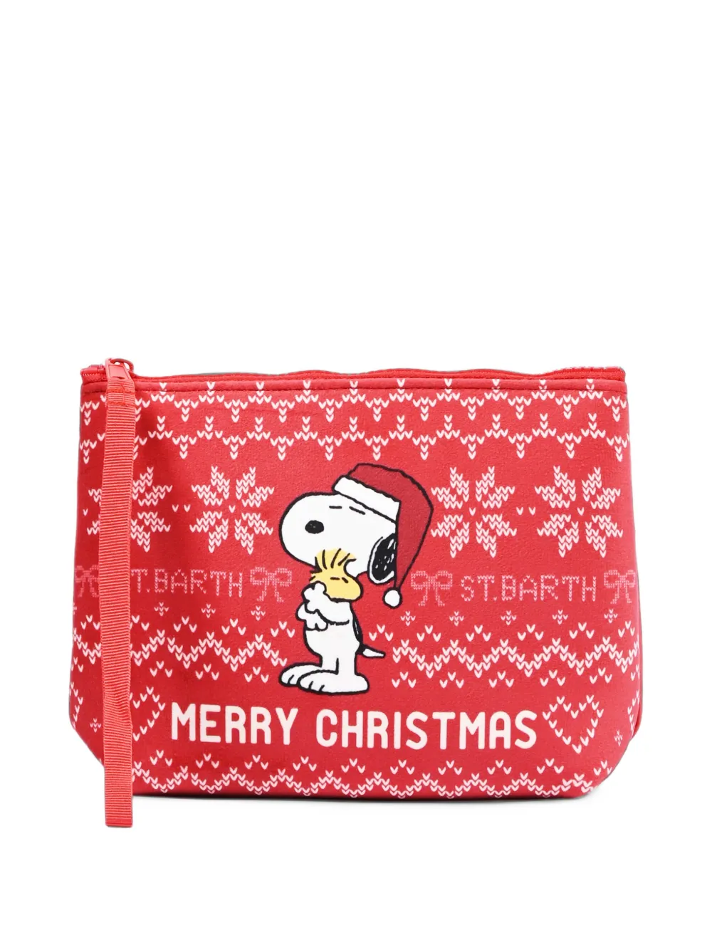 MC2 Saint Barth Kids x Peanuts Aline Merry Christmas Snoopy and Woodstock printed clutch bag Rood
