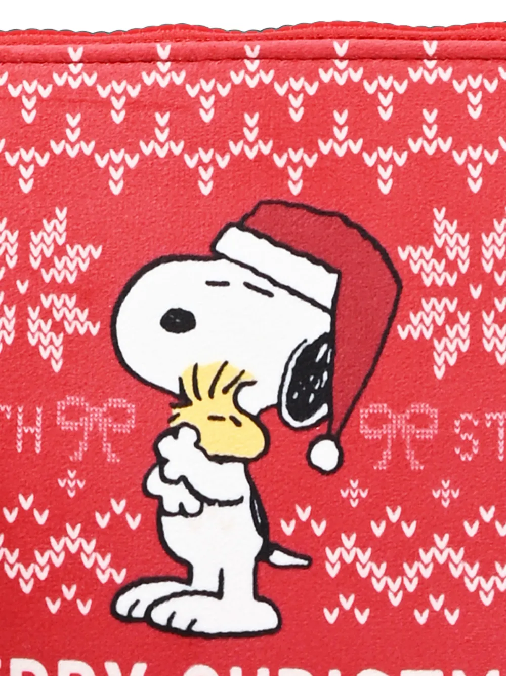 MC2 Saint Barth Kids x Peanuts Aline Merry Christmas Snoopy and Woodstock printed clutch bag Rood