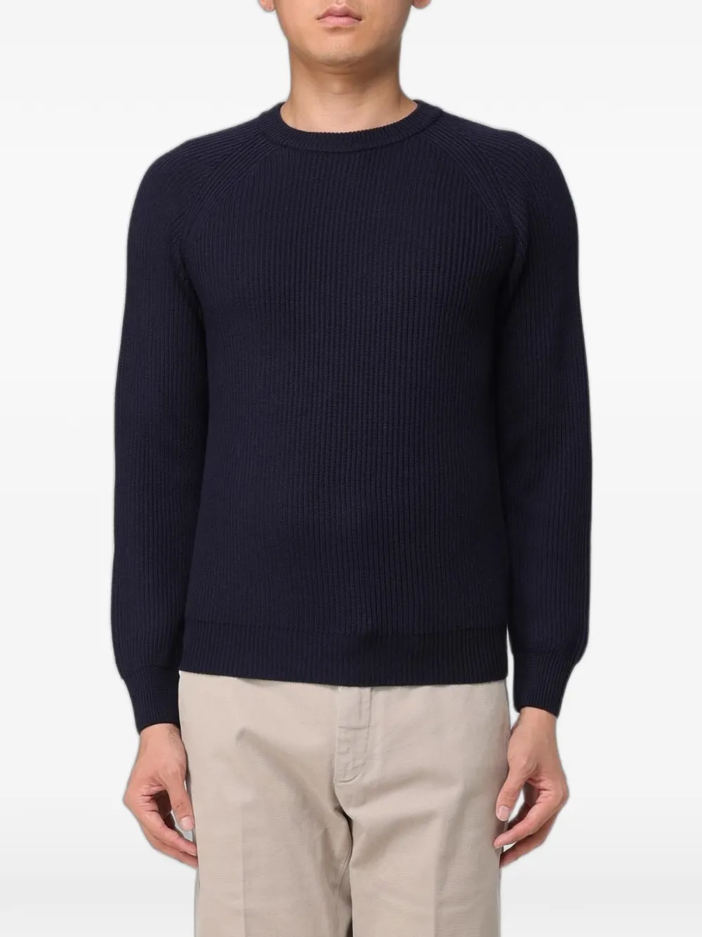 XC ribbed-knit raglan-sleeve sweater - Blau