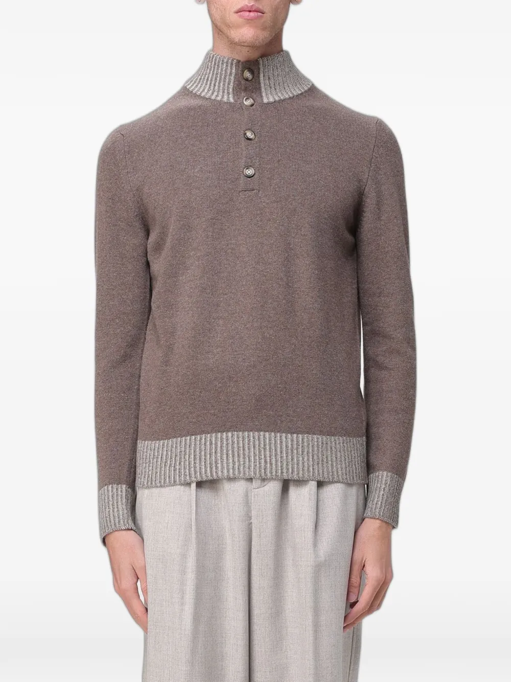 XC contrast-trim funnel-neck sweater - Braun