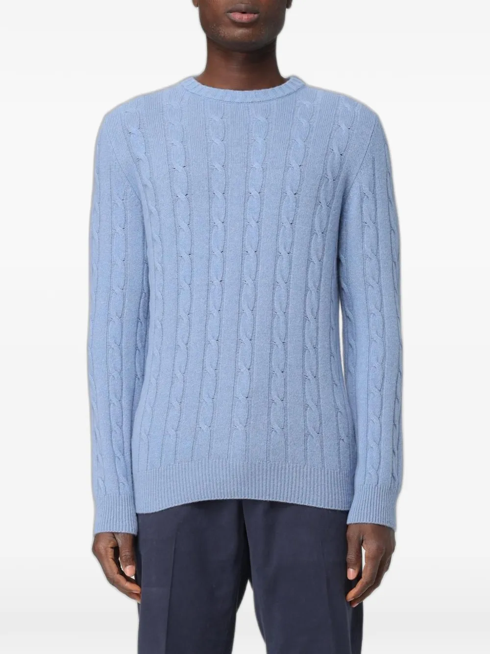 XC cable-knit crew-neck sweater - Blau