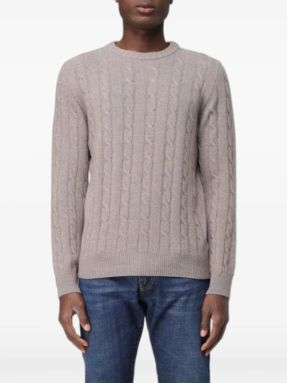 XC cable-knit crew-neck sweater - Nude