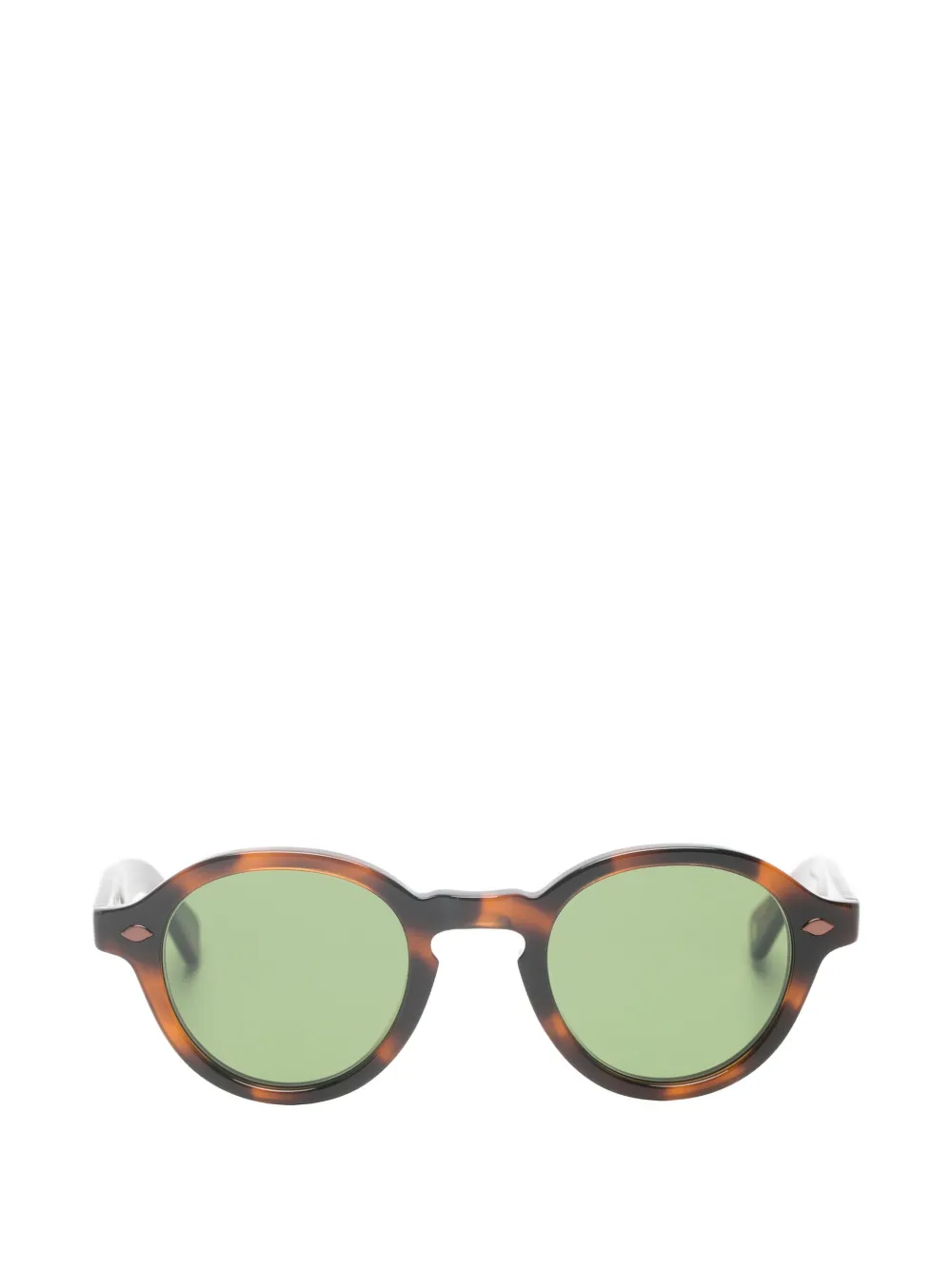 Garrett Leight Flipper zonnebril met rond montuur Bruin