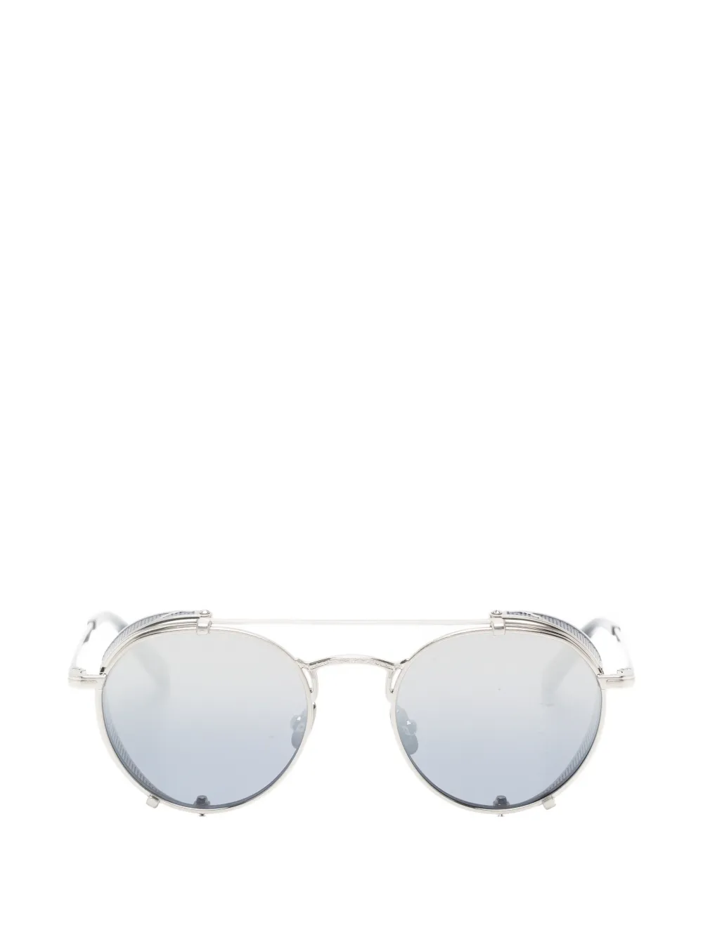 Garrett Leight OCampo clip-on zonnebril met rond montuur Zilver