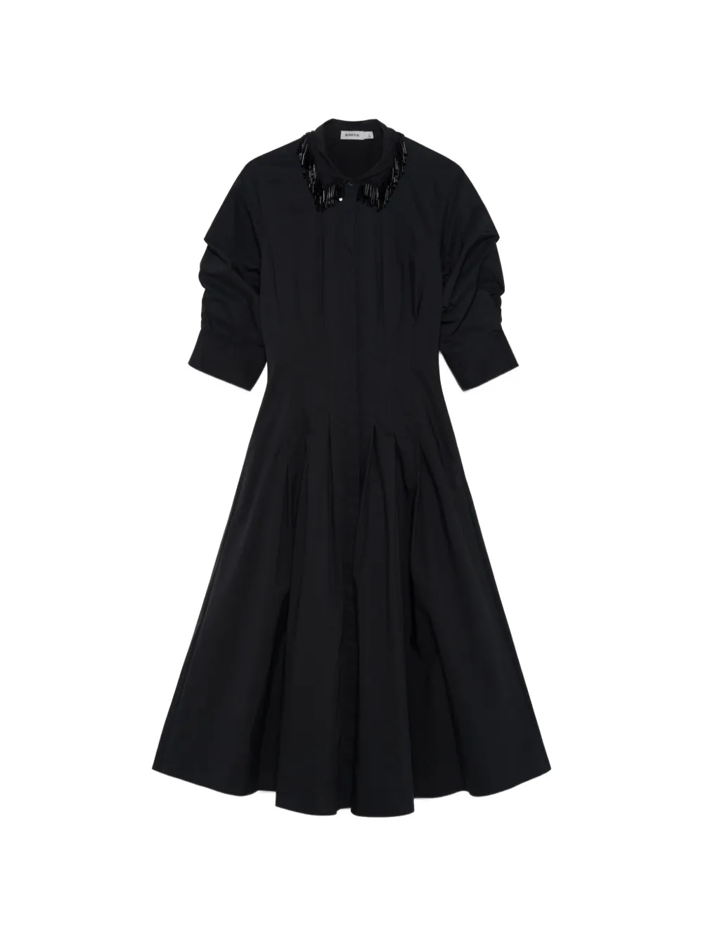 SIMKHAI Signature Jazz pintuck-waist midi dress Zwart
