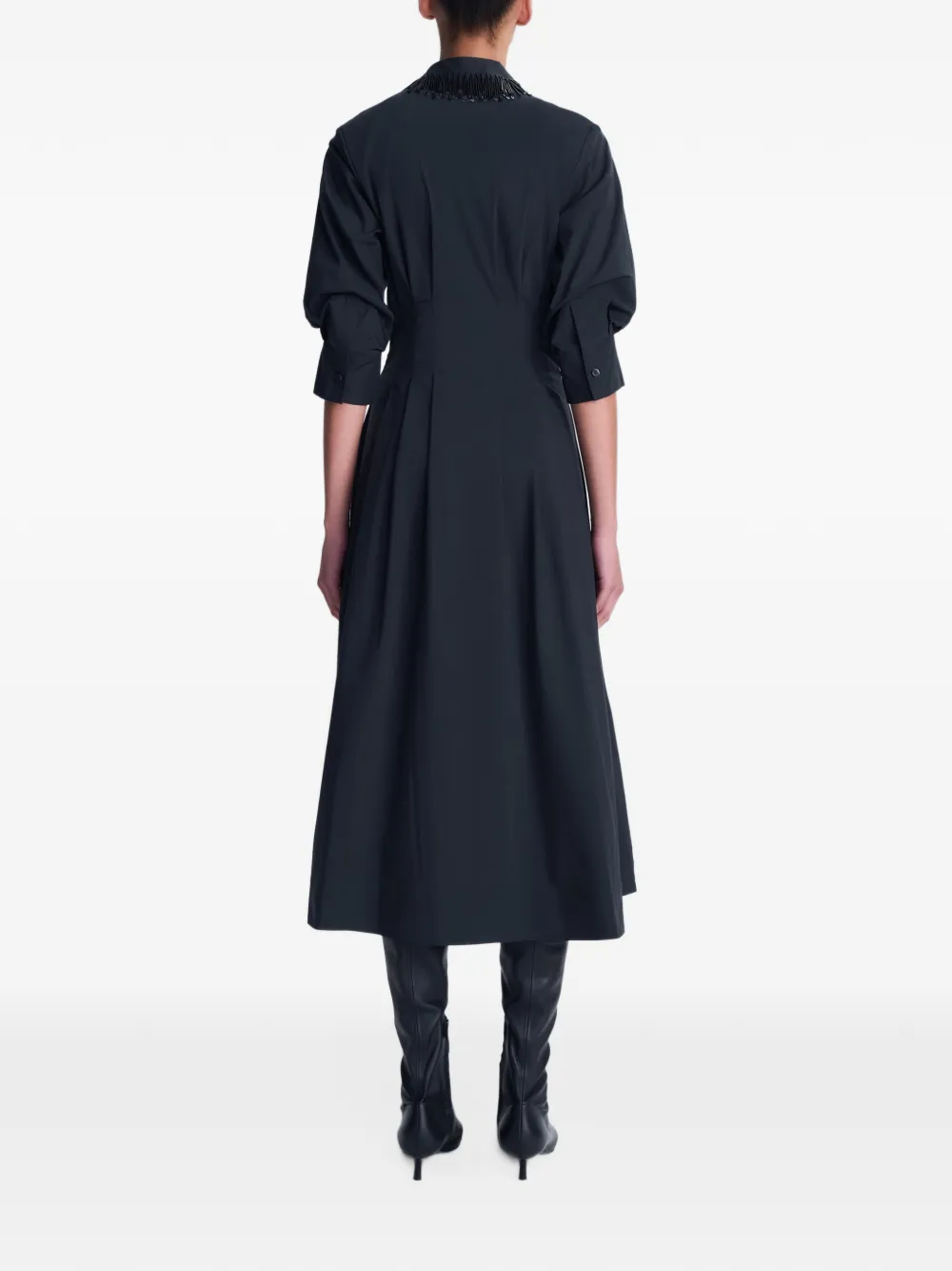 SIMKHAI Signature Jazz pintuck-waist midi dress Zwart