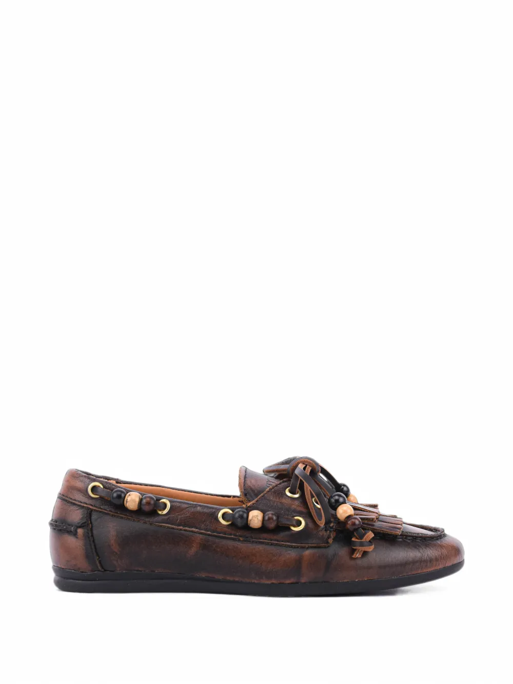 TORAL SHOES Anahi fringed beaded loafers - Marrone