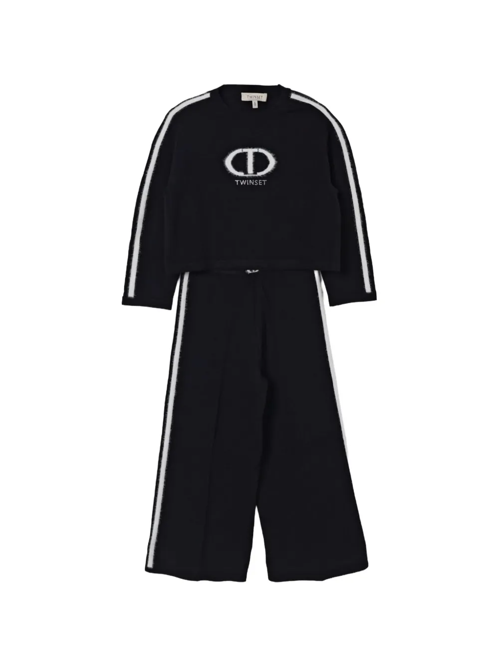 TWINSET Kids logo-embroidered side-stripe tracksuit Zwart