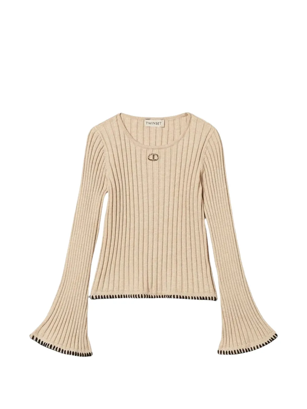 TWINSET Kids ribbed-knit flared-sleeve sweater - Toni neutri