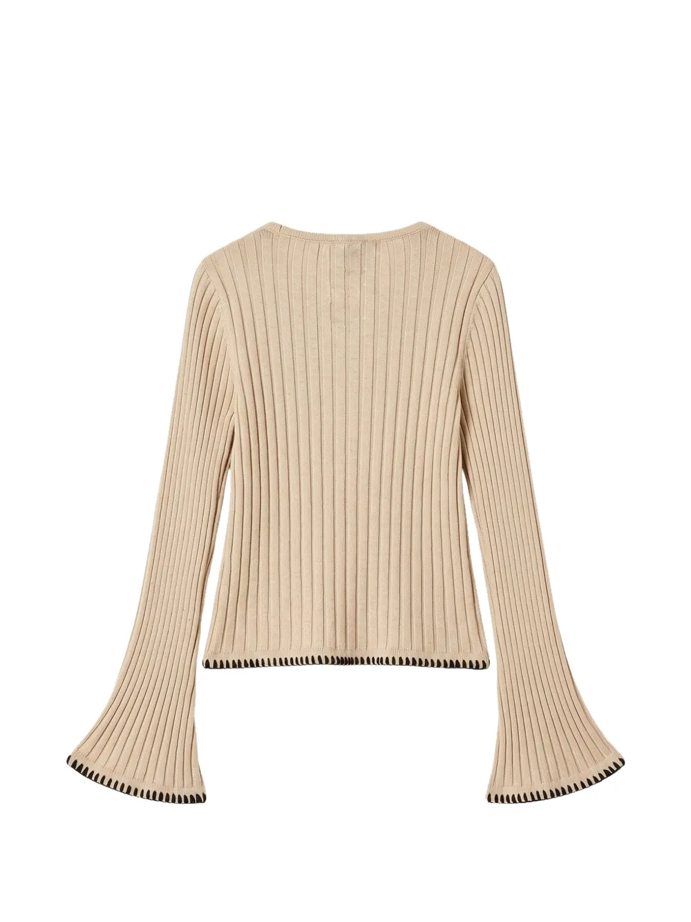 TWINSET Kids ribbed-knit flared-sleeve sweater Beige