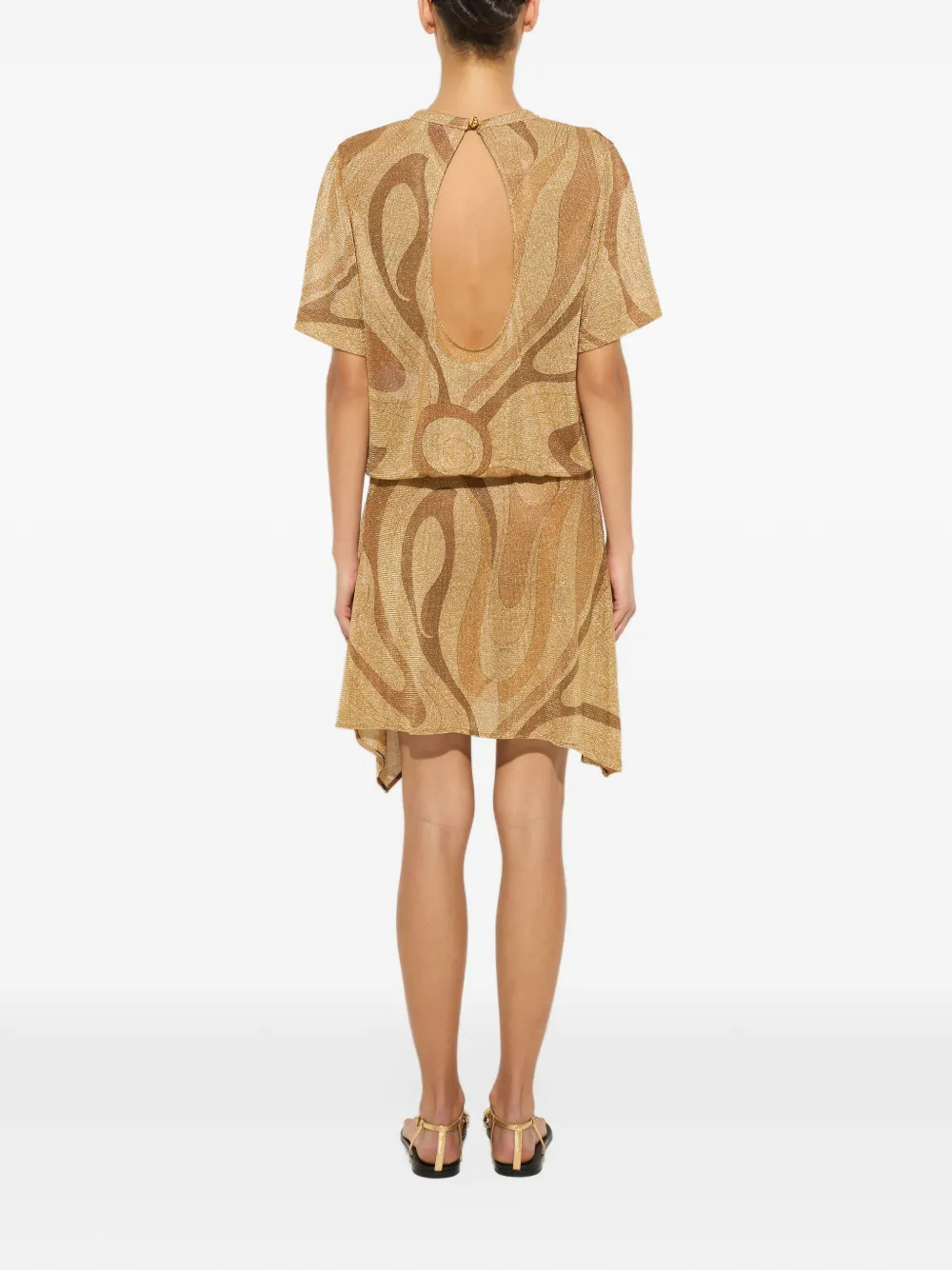 PUCCI Marmo-print voile gold skirt Goud