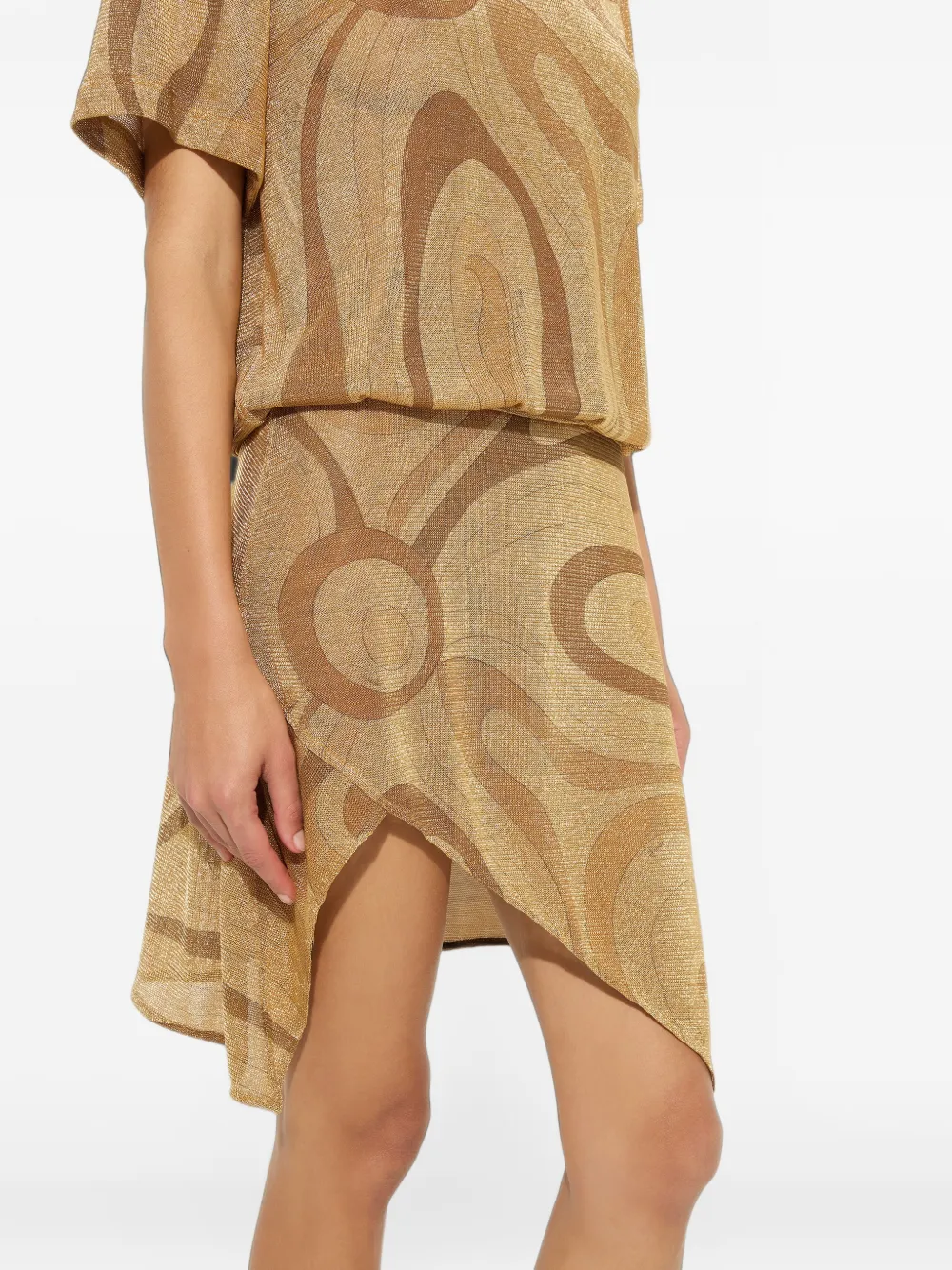 PUCCI Marmo-print voile gold skirt Goud