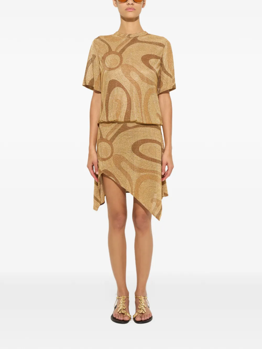 PUCCI Marmo-print voile gold skirt Goud