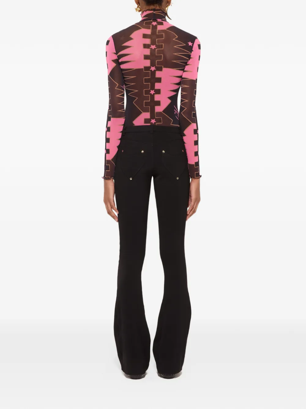 PUCCI Valdimontone-print high-neck tulle top Bruin