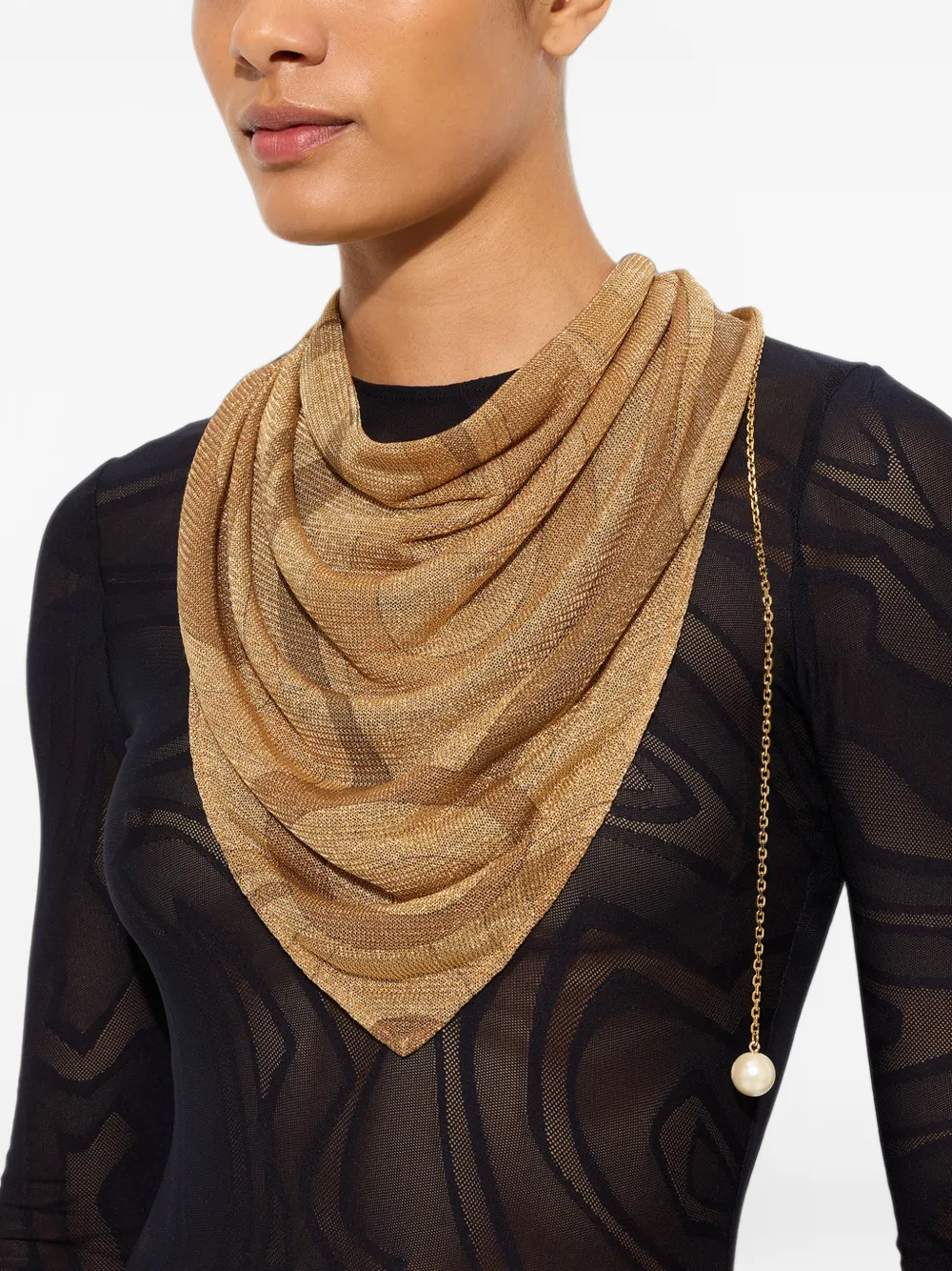 PUCCI Marmo-print voile gold scarf Goud
