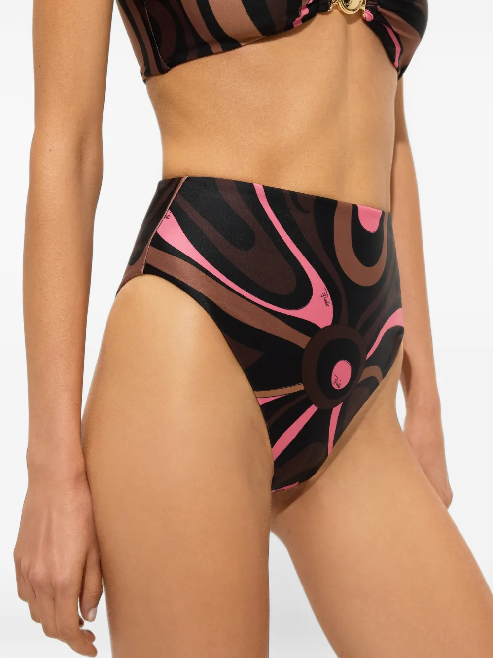 PUCCI Marmo print high-waisted bikini bottom Zwart