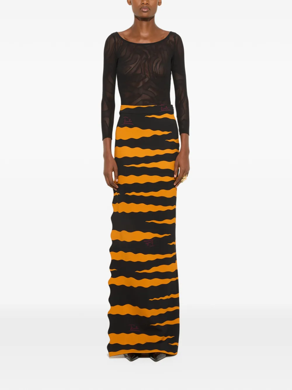 PUCCI Fiamme-print jersey skirt Zwart