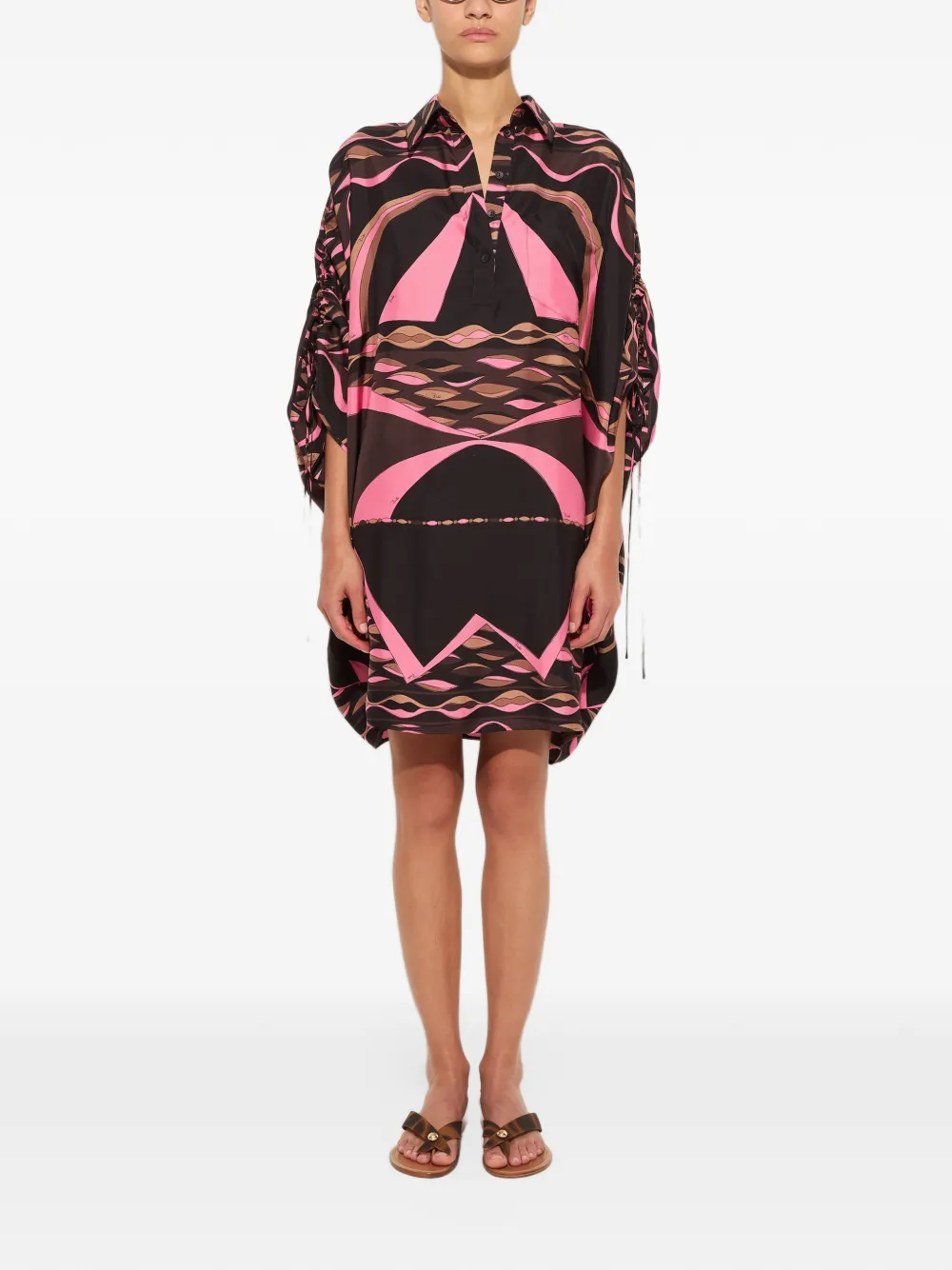 PUCCI Dune-print silk kaftan Bruin