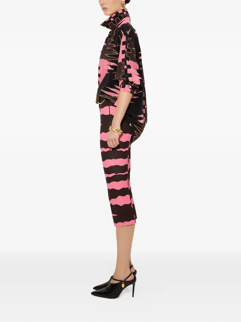 PUCCI Valdimontone print oversized silk shirt Zwart