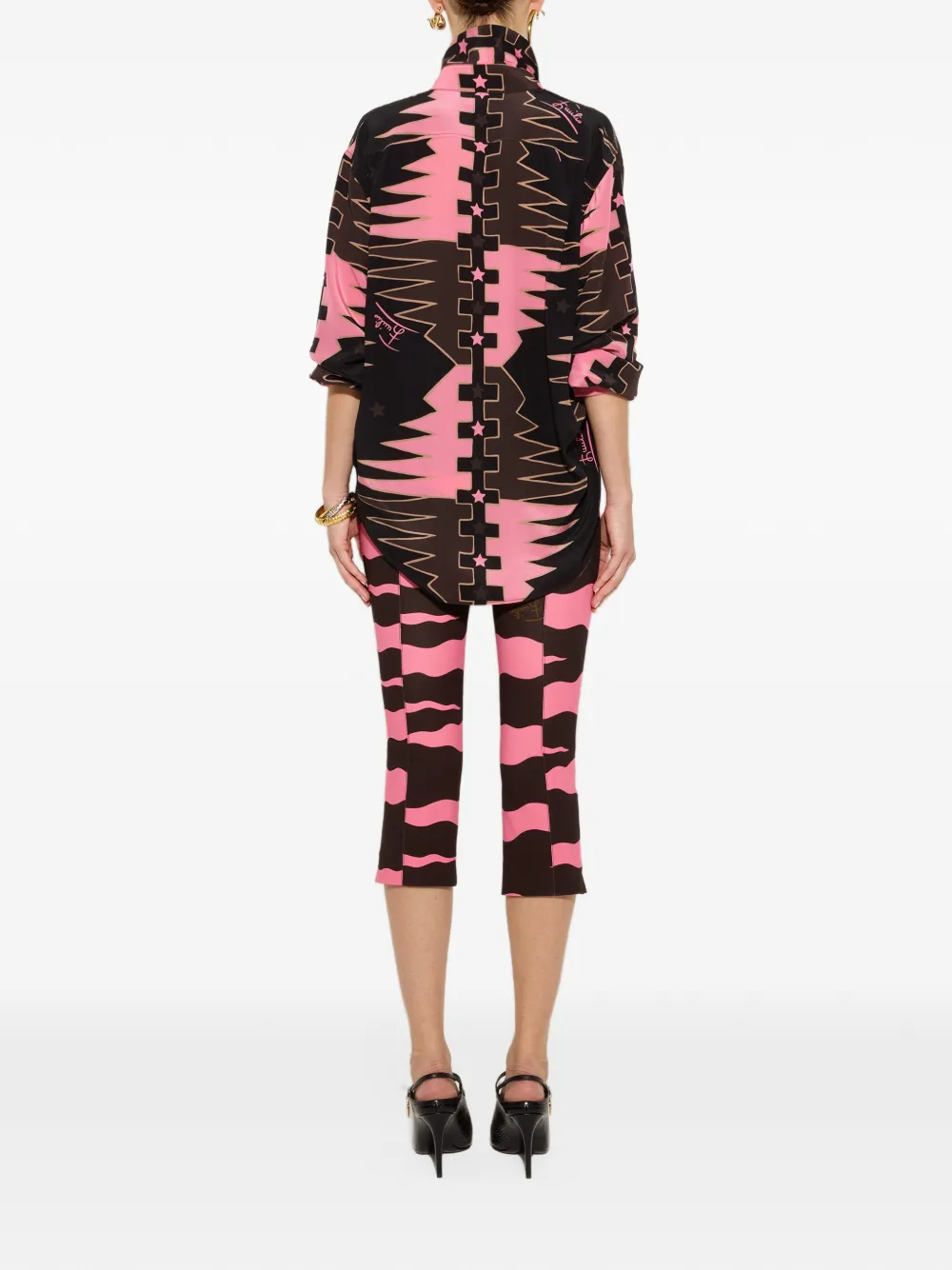 PUCCI Valdimontone print oversized silk shirt Zwart