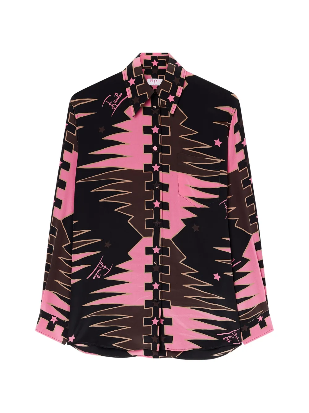 PUCCI Valdimontone print oversized silk shirt - Schwarz