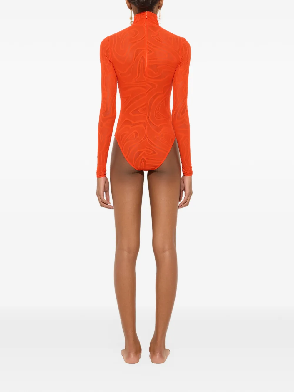 PUCCI high-neck jacquard tulle bodysuit Oranje