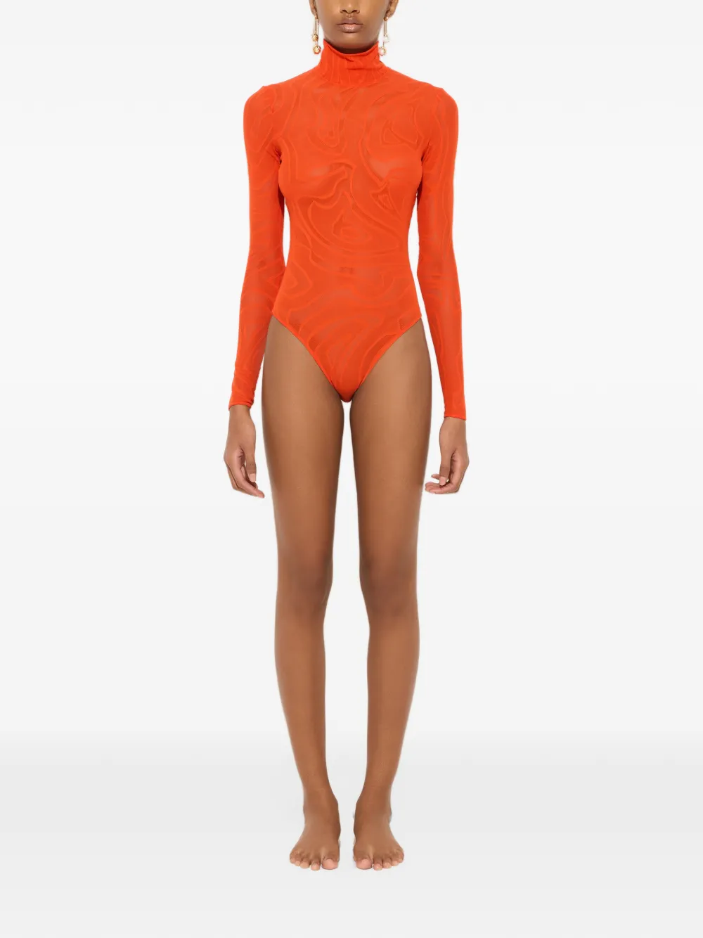 PUCCI high-neck jacquard tulle bodysuit Oranje