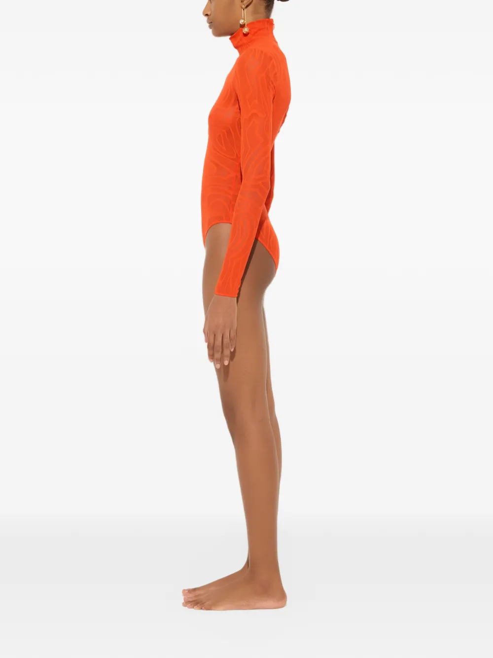 PUCCI high-neck jacquard tulle bodysuit Oranje