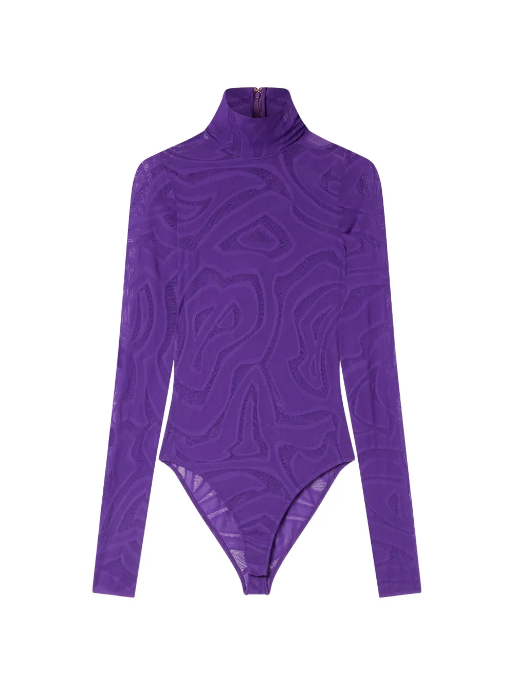 PUCCI high-neck jacquard tulle bodysuit Paars