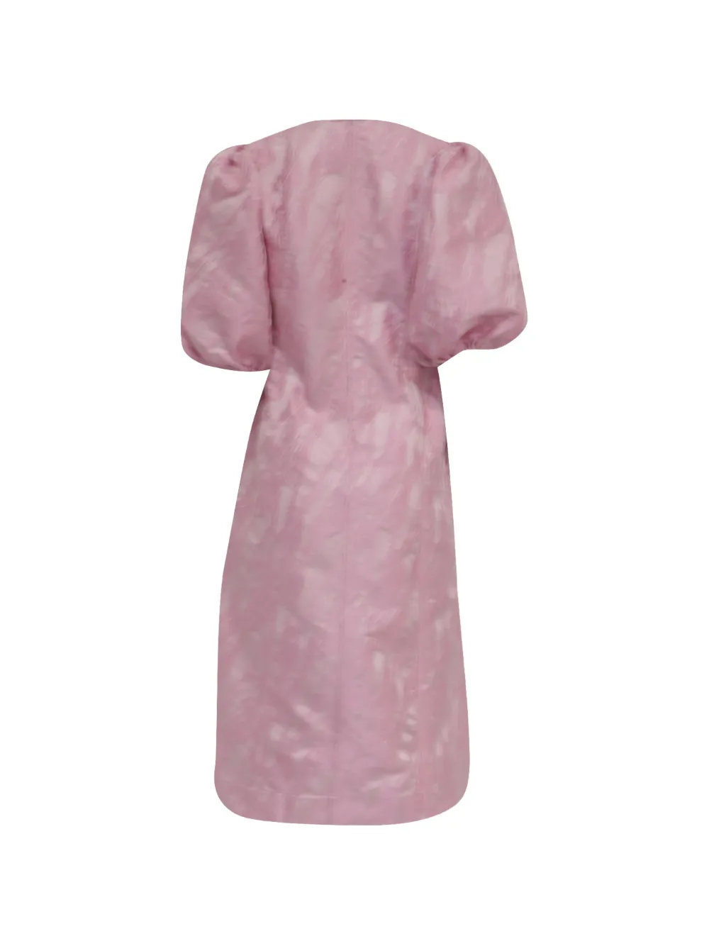 GANNI puff-sleeve jacquard dress - Rosa