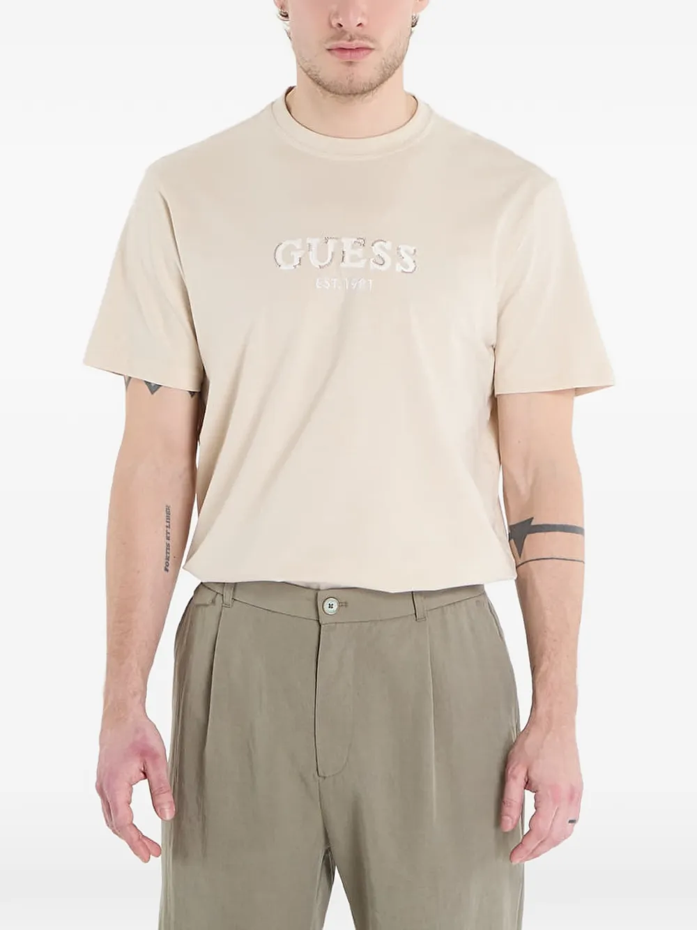 GUESS USA logo T-shirt Beige