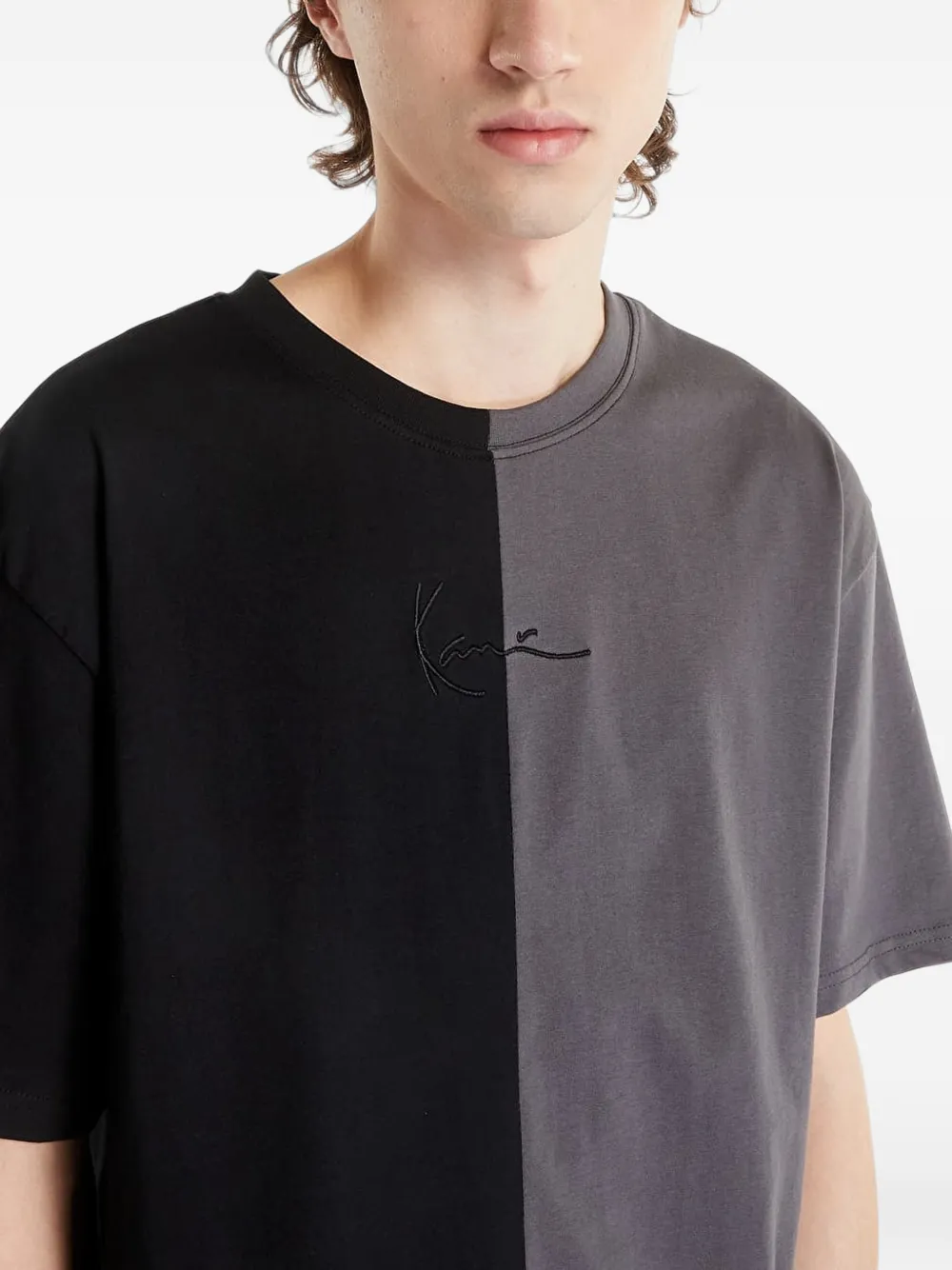 karl kani Small Signature split T-shirt Zwart