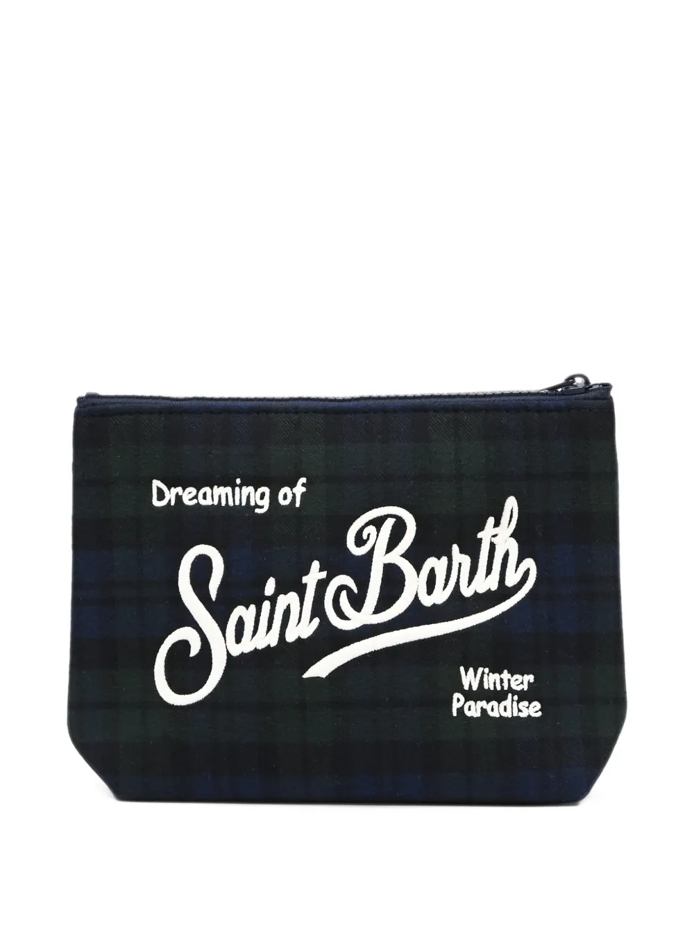 MC2 Saint Barth Kids Aline check-pattern logo-embroidered clutch bag Blauw