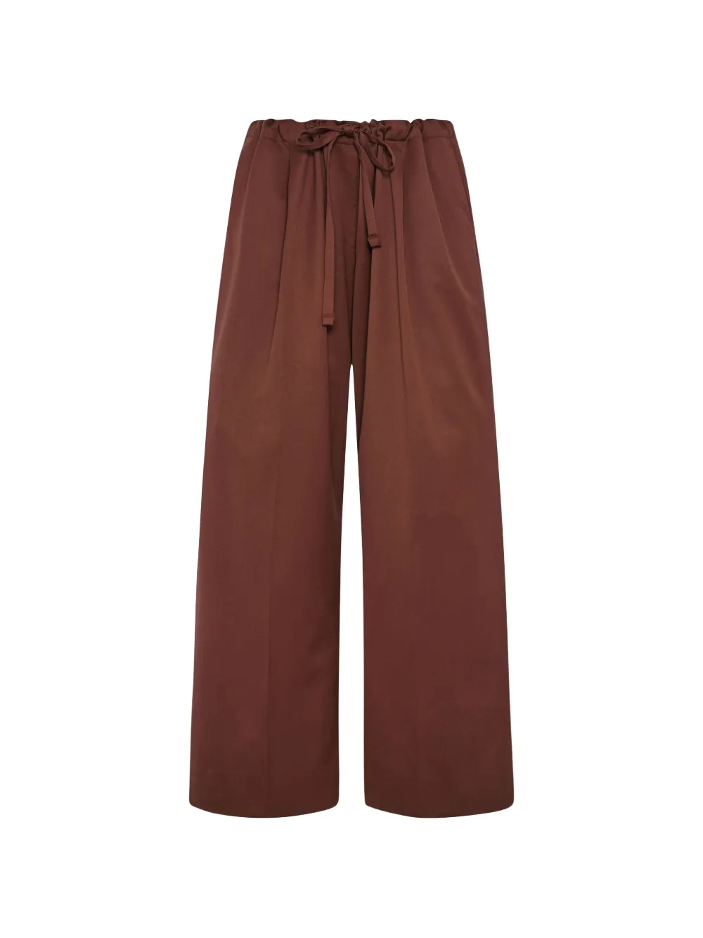 Another Tomorrow Pleated Drawstring Trousers In Brown