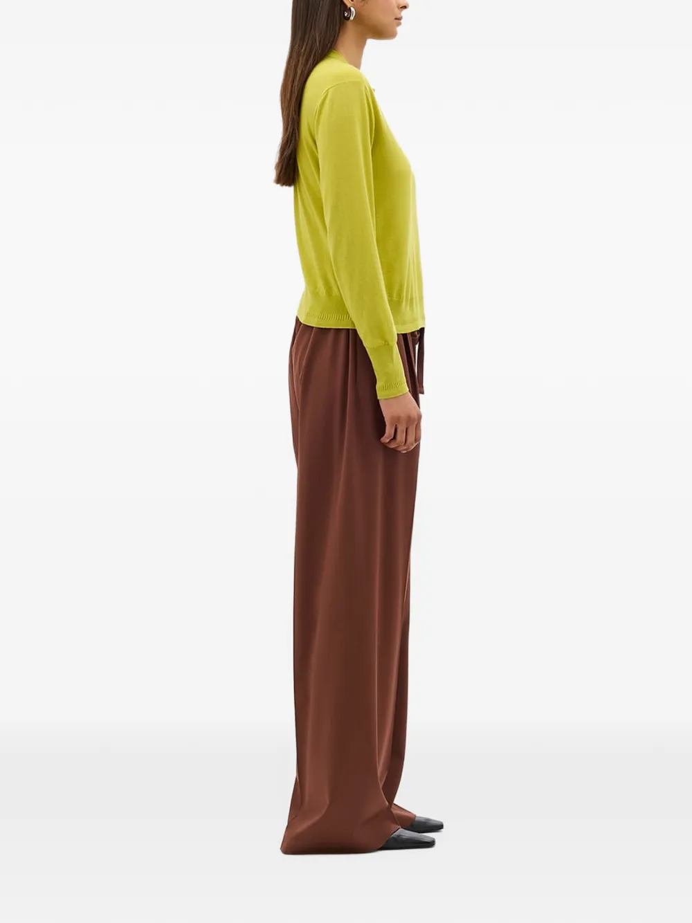 Another Tomorrow pleated drawstring trousers Bruin