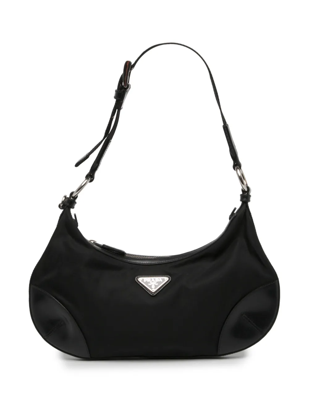 Prada Pre-Owned 2013-2026 Leather Trimmed Tessuto shoulder bag - Nero