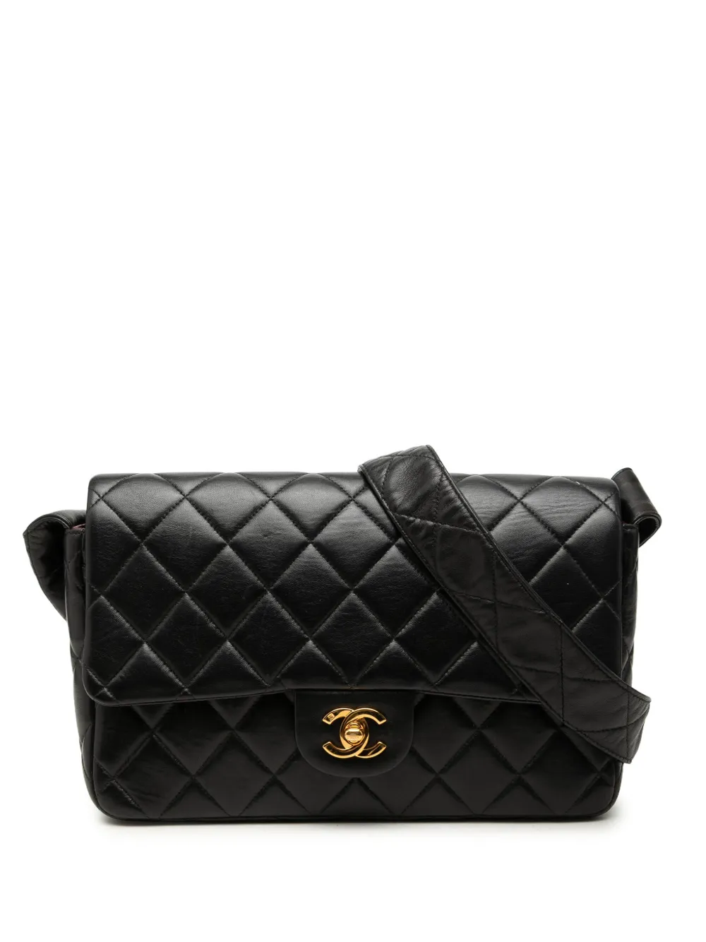 CHANEL Pre-Owned 1996-1997 CC Quilted Lambskin Single Flap crossbody bag - Schwarz