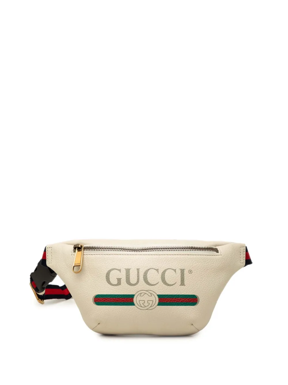 Gucci Pre-Owned 2000-2015 Small Grained Calfskin Web Logo belt bag in White