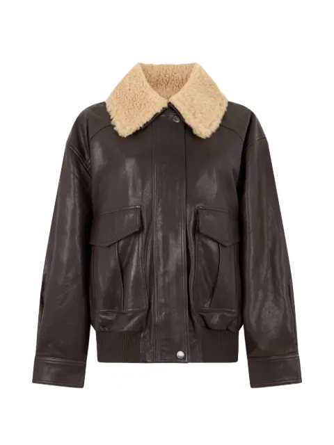 Weekend Max Mara shearling-collar leather jacket