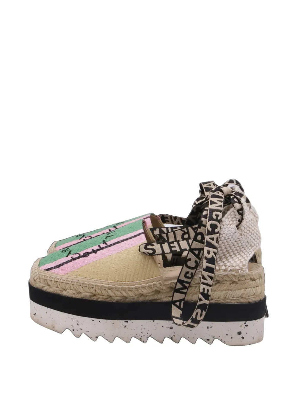 Stella McCartney Pre-Owned 2020s Gaia striped espadrilles - Nude